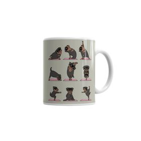 Baskı Dükkanı KB1849 Rottweiler Yoga Rotfaydır Pug Köpek Yoga Porselen Kupa Bardak