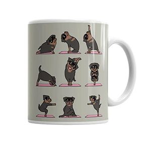Baskı Dükkanı KB1849 Rottweiler Yoga Rotfaydır Pug Köpek Yoga Porselen Kupa Bardak