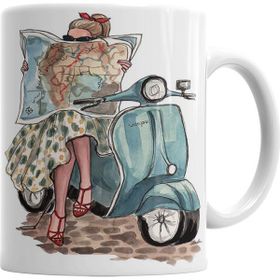 Baskı Dükkanı KB1901 Vespa Travel Porselen Kupa Bardak