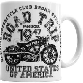 Baskı Dükkanı KB1902 Vintage Motosiklet Porselen Kupa Bardak