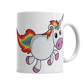 Baskı Dükkanı KB1928 Unicorn Anime Cartoon Sevimli Cute Rainbow Kupa Bardak