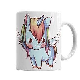 Baskı Dükkanı KB1929 Unicorn Anime Cartoon Sevimli Cute Porselen Kupa Bardak