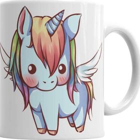 Baskı Dükkanı KB1929 Unicorn Anime Cartoon Sevimli Cute Porselen Kupa Bardak