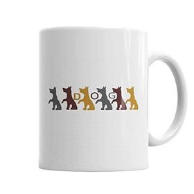 Baskı Dükkanı KB2033 6 Dogs Pug Köpek Porselen Kupa Bardak