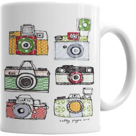 Baskı Dükkanı KB2085 Watercolor Camera Foto Porselen Kupa Bardak