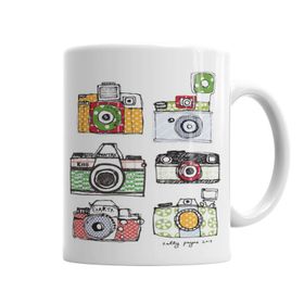 Baskı Dükkanı KB2086 Watercolor Camera Foto Porselen Kupa Bardak
