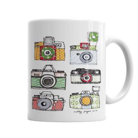 Baskı Dükkanı KB2086 Watercolor Camera Foto Porselen Kupa Bardak