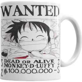 Baskı Dükkanı KB2087 Wanted Luffy Porselen Kupa Bardak