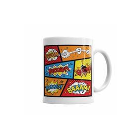 Baskı Dükkanı KB2149 Booom Baaam Pooof Pooow Porselen Kupa Bardak