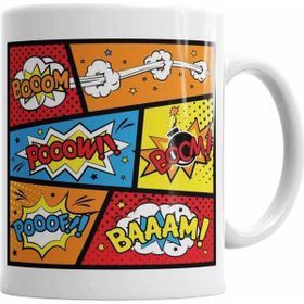 Baskı Dükkanı KB2149 Booom Baaam Pooof Pooow Porselen Kupa Bardak