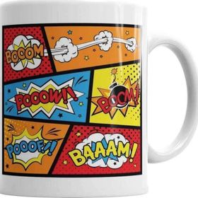 Baskı Dükkanı KB2149 Booom Baaam Pooof Pooow Porselen Kupa Bardak