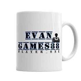 Baskı Dükkanı KB2222 Evan Games 88 Player One Porselen Kupa Bardak