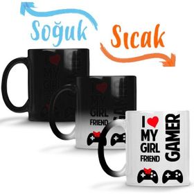 Baskı Dükkanı KB2307 I Love My Girl Friends Gamer Porselen Kupa Bardak