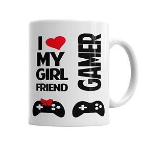 Baskı Dükkanı KB2307 I Love My Girl Friends Gamer Porselen Kupa Bardak