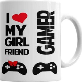 Baskı Dükkanı KB2307 I Love My Girl Friends Gamer Porselen Kupa Bardak