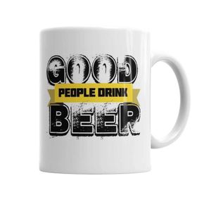 Baskı Dükkanı KB2352 Good People Drink Beer Porselen Kupa Bardak