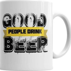 Baskı Dükkanı KB2352 Good People Drink Beer Porselen Kupa Bardak