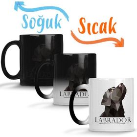 Baskı Dükkanı KB2424 Labrador Black Pug Köpek Porselen Kupa Bardak