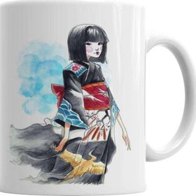 Baskı Dükkanı KB2456 Kokeshi Porselen Kupa Bardak