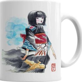 Baskı Dükkanı KB2456 Kokeshi Porselen Kupa Bardak