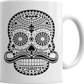 Baskı Dükkanı KB2529 Naipes Pretos Skull Porselen Kupa Bardak