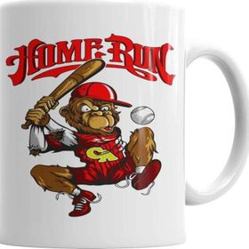 Baskı Dükkanı KB2544 Monkey Baseball Porselen Kupa Bardak