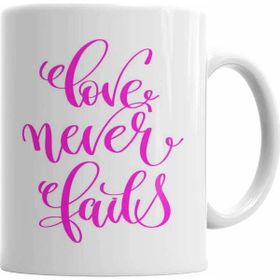 Baskı Dükkanı KB2579 Love Never Fails Porselen Kupa Bardak