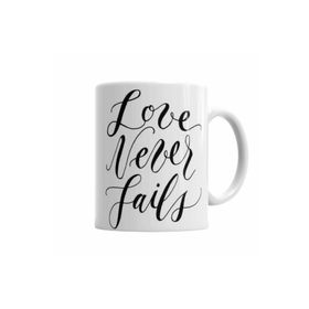 Baskı Dükkanı KB2580 Love Never Fails Porselen Kupa Bardak