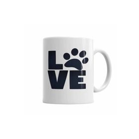 Baskı Dükkanı KB2582 Love Dog Pug Cat Kedi Köpek Porselen Kupa Bardak