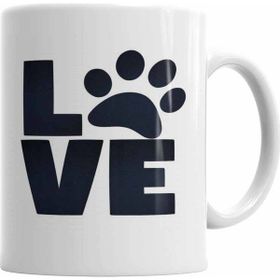 Baskı Dükkanı KB2582 Love Dog Pug Cat Kedi Köpek Porselen Kupa Bardak