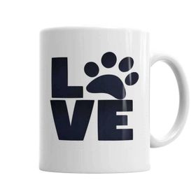 Baskı Dükkanı KB2582 Love Dog Pug Cat Kedi Köpek Porselen Kupa Bardak