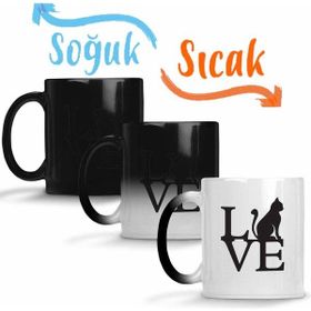 Baskı Dükkanı KB2583 Love Cat Kedi Porselen Kupa Bardak