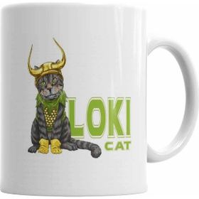 Baskı Dükkanı KB2584 Loki Cat Kedi Porselen Kupa Bardak