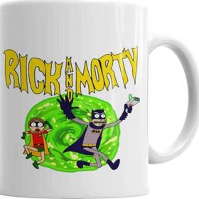 Baskı Dükkanı KB2628 Rick E Morty Versao Batman Robin Porselen Kupa Bardak