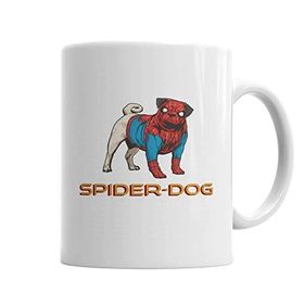 Baskı Dükkanı KB2784 Spider Dog Pug Köpek Porselen Kupa Bardak