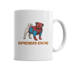 Baskı Dükkanı KB2784 Spider Dog Pug Köpek Porselen Kupa Bardak