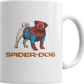 Baskı Dükkanı KB2784 Spider Dog Pug Köpek Porselen Kupa Bardak