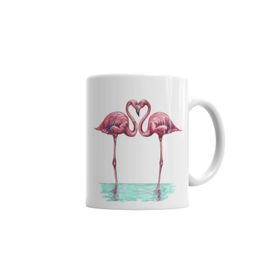 Baskı Dükkanı KB2846 Aşk Kuşları Flamingo Porselen Kupa Bardak