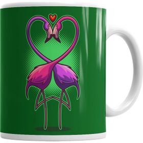Baskı Dükkanı KB2846 Aşk Kuşları Flamingo Porselen Kupa Bardak