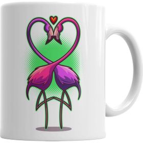 Baskı Dükkanı KB2846 Aşk Kuşları Flamingo Porselen Kupa Bardak