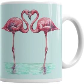 Baskı Dükkanı KB2846 Aşk Kuşları Flamingo Porselen Kupa Bardak
