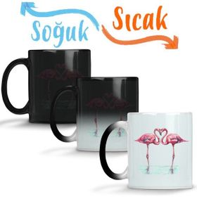 Baskı Dükkanı KB2847 Aşk Kuşları Flamingo Porselen Kupa Bardak