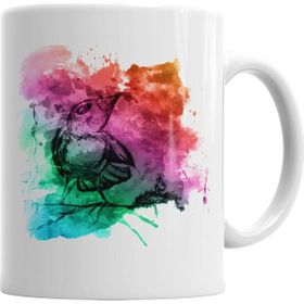 Baskı Dükkanı KB2853 Aquarele Bird Porselen Kupa Bardak