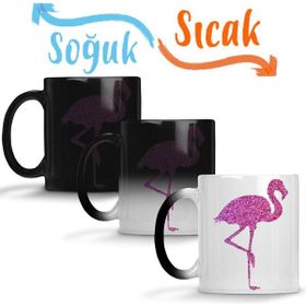 Baskı Dükkanı KB2907 Flamingo Pembe Yağmur Porselen Kupa Bardak