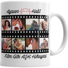 Baskı Dükkanı KB301 Film Şeridi Aşk Porselen Kupa Bardak
