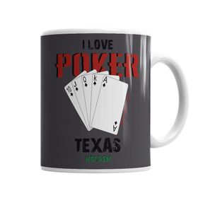 Baskı Dükkanı KB3037 I Love Poker Porselen Kupa Bardak