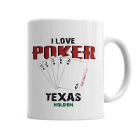 Baskı Dükkanı KB3037 I Love Poker Porselen Kupa Bardak