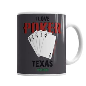Baskı Dükkanı KB3037 I Love Poker Porselen Kupa Bardak