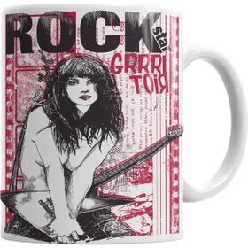 Baskı Dükkanı KB3072 Grrrl Riot Rock Müzik Porselen Kupa Bardak
