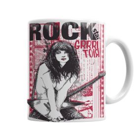 Baskı Dükkanı KB3072 Grrrl Riot Rock Müzik Porselen Kupa Bardak